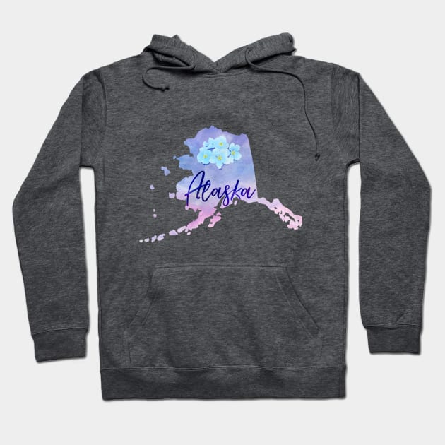 The State of Alaska - Purple Forget-me-not Watercolor Hoodie by loudestkitten